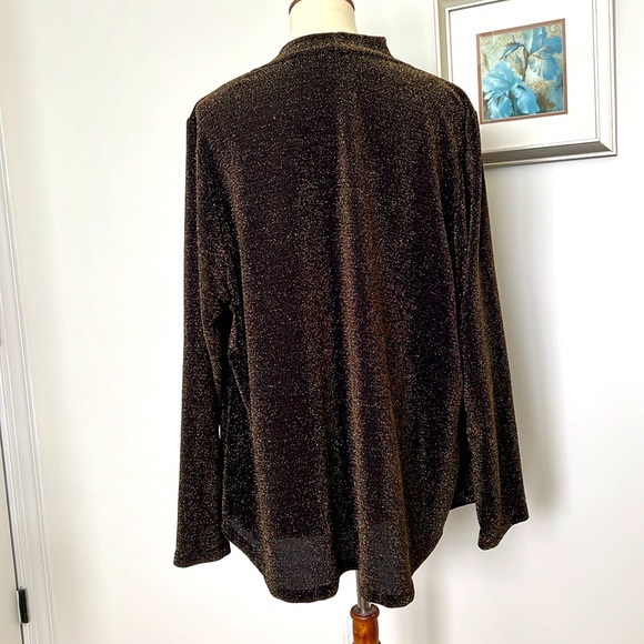 Womens Plus size 3x Cowl neck gold shimmer top. - Picture 4 of 10